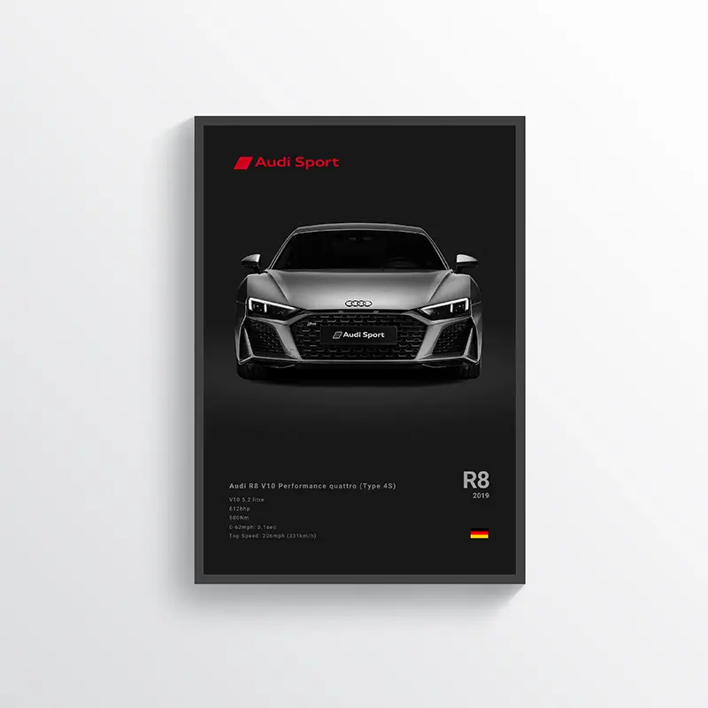 Audi R8 V10 performance quattro 2018 Noir / 60x90 Drivarts