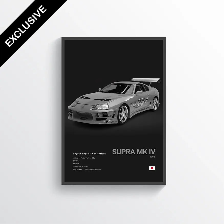 Toyota Supra MK IV 1994 (Brian) Fast and Furious Noir / 60x90 Drivarts