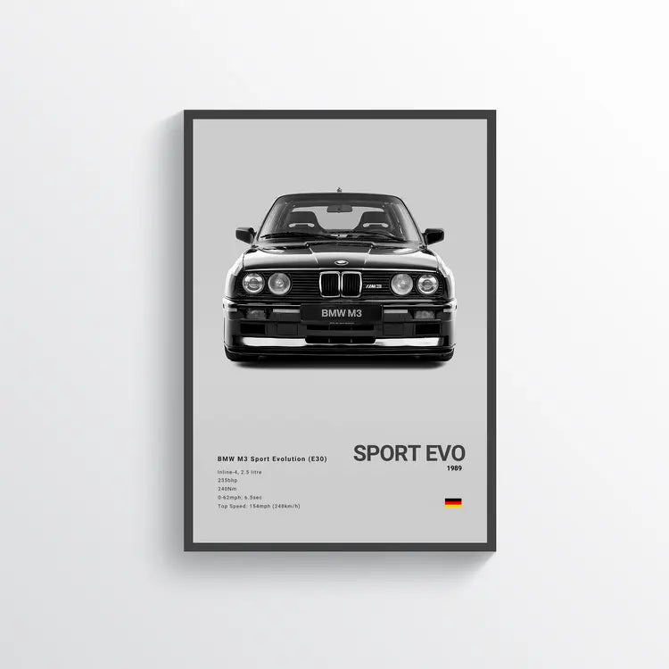 BMW M3 E30 BLACK 1989 Gris / 60x90 Drivarts