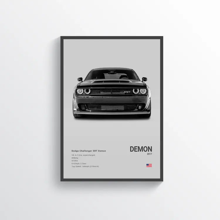 Dodge Challenger SRT Demon 2017 Gris / 60x90 Drivarts