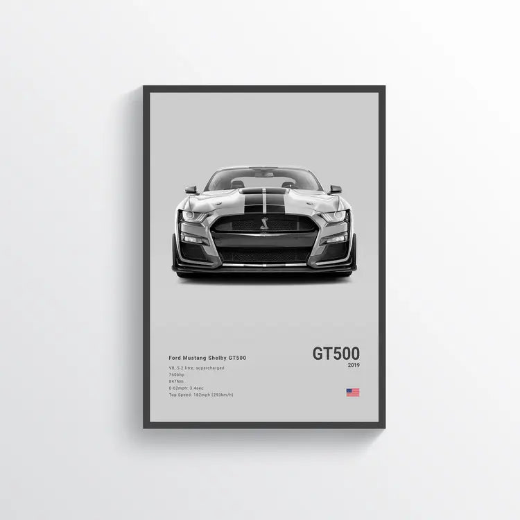 Ford Mustang Shelby GT500 2019 Gris / 60x90 Drivarts