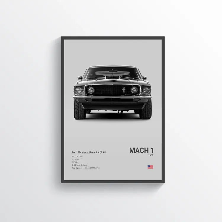 Ford Mustang Mach 1 428 CJ 1969 Gris / 60x90 Drivarts