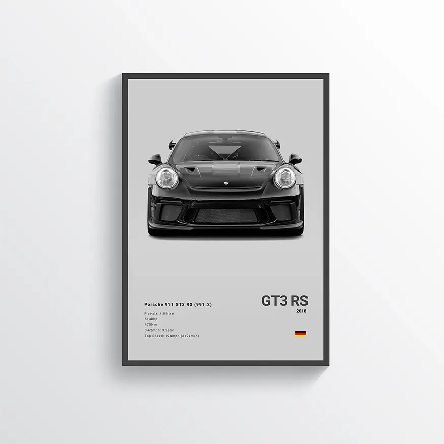 Porsche 911 GT3 RS (991.2) 2018 Gris / 60x90 Drivarts