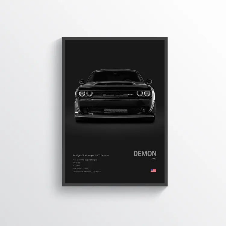 Dodge Challenger SRT Demon 2017 Noir / 60x90 Drivarts