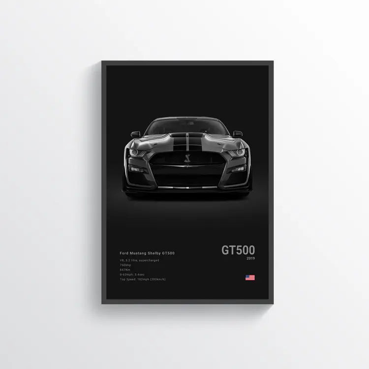 Ford Mustang Shelby GT500 2019 Noir / 60x90 Drivarts