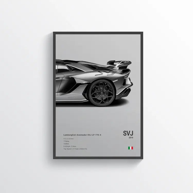 Lamborghini Aventador SVJ LP 770-4 2019 n°2 Gris / 60x90 Drivarts