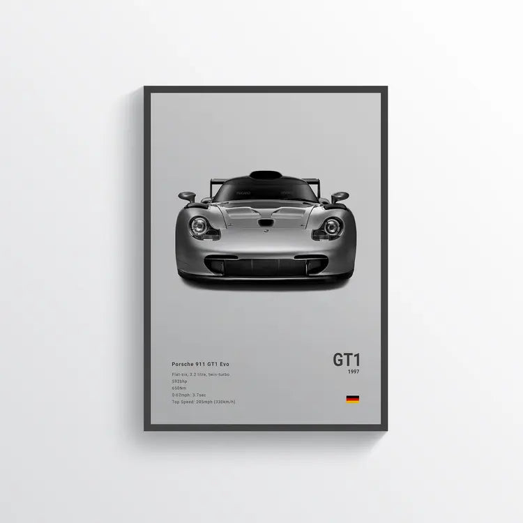 Porsche 911 GT1 EVO 1997 Gris / 60x90 Drivarts