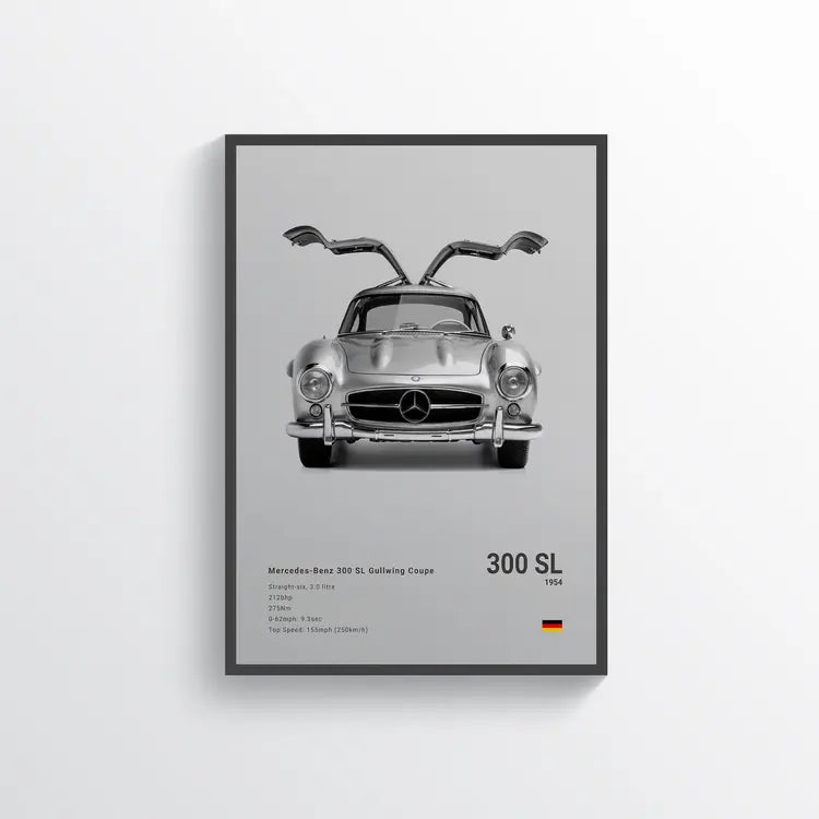 Mercedes 300 SL Gullwing Coupe 1954 Gris / 60x90 Drivarts