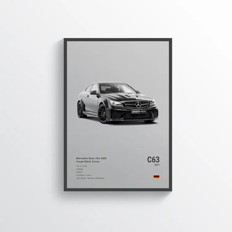 Mercedes C63 AMG Black Series Gris / 60x90 Drivarts