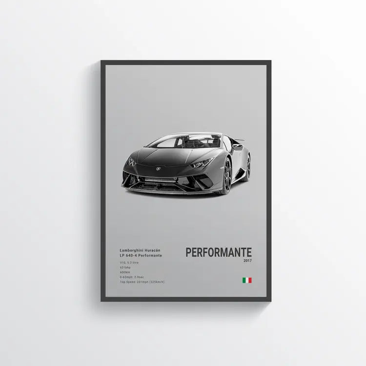 Lamborghini Huracán LP 640-4 Performante 2017 Gris / 60x90 Drivarts