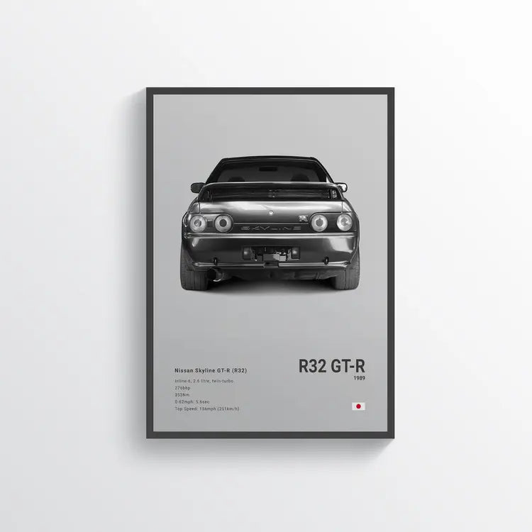 Nissan Skyline R32 GT-R 1989 Gris / 60x90 Drivarts