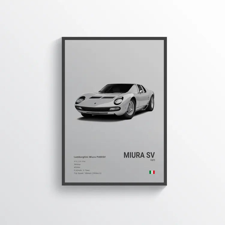 Lamborghini Miura P400SV 1971 Gris / 60x90 Drivarts
