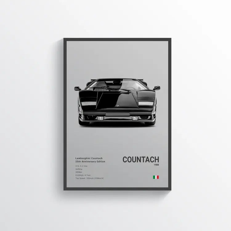 Lamborghini Countach 25th Anniversary Edition 1988 Gris / 60x90 Drivarts