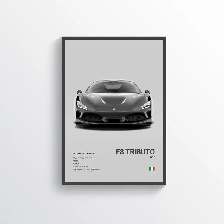 Ferrari F8 Tributo 2019 Gris / 60x90 Drivarts