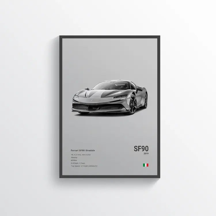 Ferrari SF90 Stradale 2019 Gris / 60x90 Drivarts