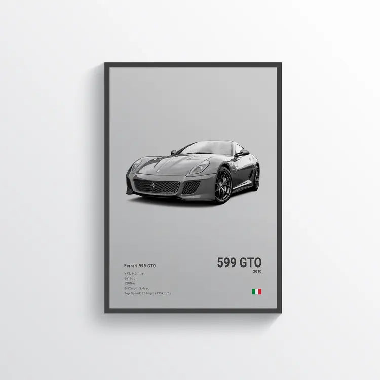 Ferrari 599 GTO 2010 Gris / 60x90 Drivarts