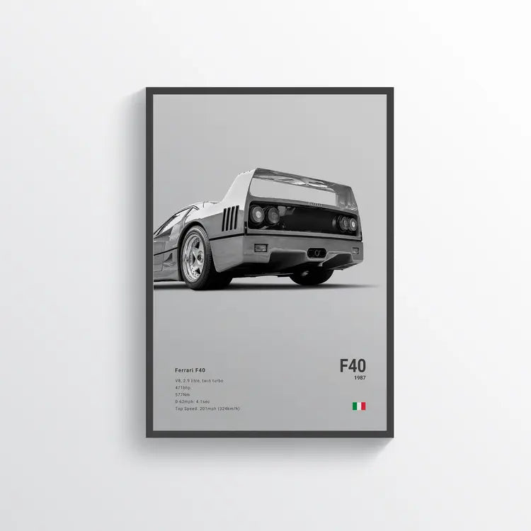 Ferrari F40 1987 n°2 Gris / 60x90 Drivarts