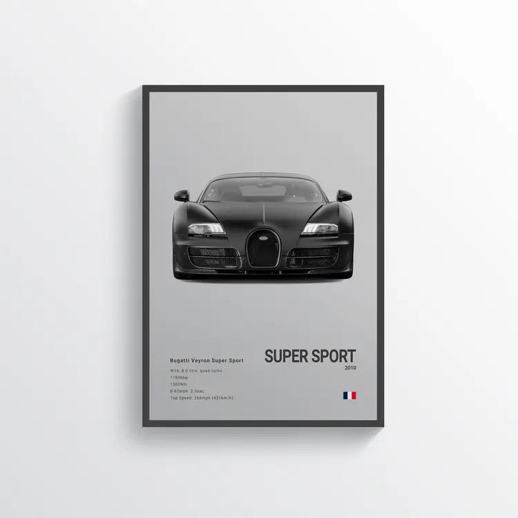 Bugatti Veyron Super Sport 2010 Gris / 60x90 Drivarts
