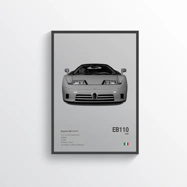 Bugatti EB110 GT 1991 Gris / 60x90 Drivarts