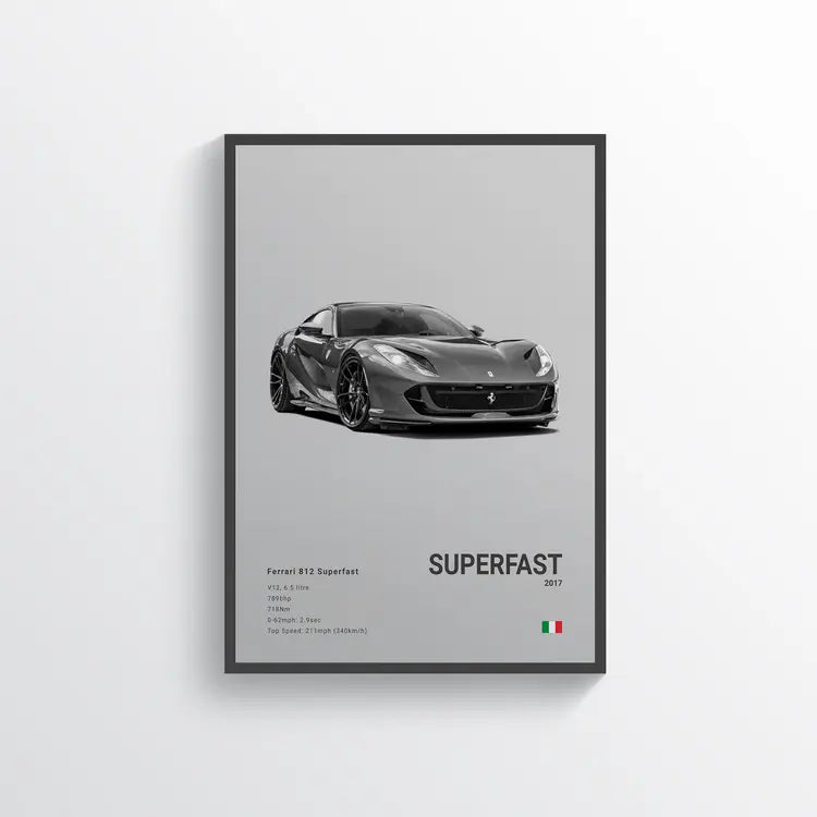Ferrari 812 Superfast 2017 Gris / 60x90 Drivarts