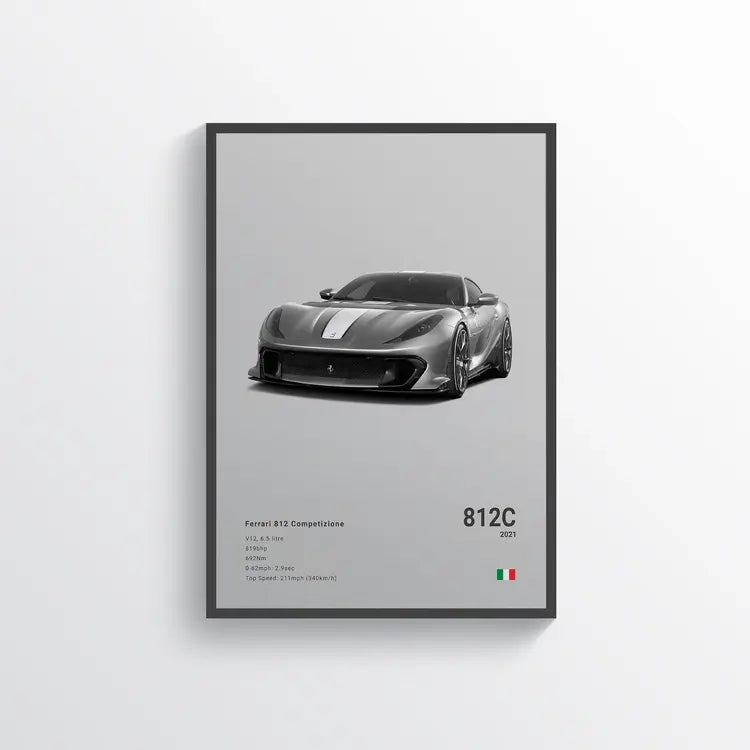 Ferrari 812 Competizione 2021 Gris / 60x90 Drivarts