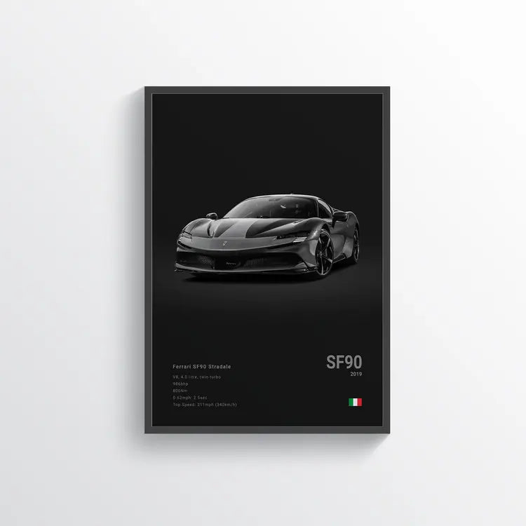 Ferrari SF90 Stradale 2019 Noir / 60x90 Drivarts