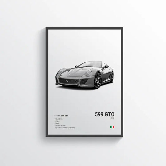 Ferrari 599 GTO 2010 Blanc / 60x90 Drivarts