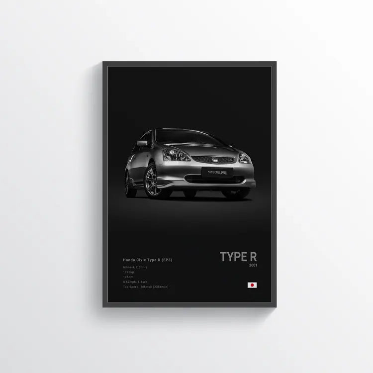 Poster Honda Civic Type R 2001 - Drivarts.com | Affiche de voiture de ...